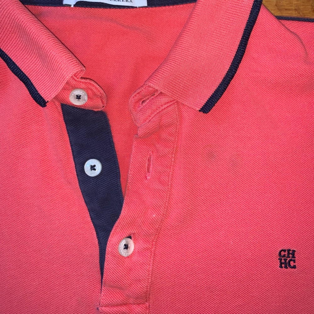 Carolina Herrera CH Men’s Polo Size Large Pink Blue